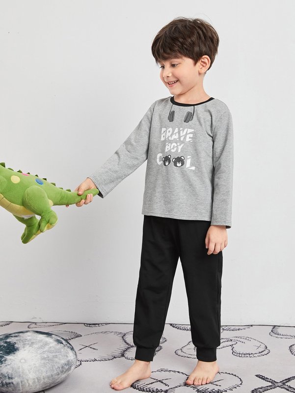 Toddler Boys Headphone & Letter Graphic PJ Set SHE