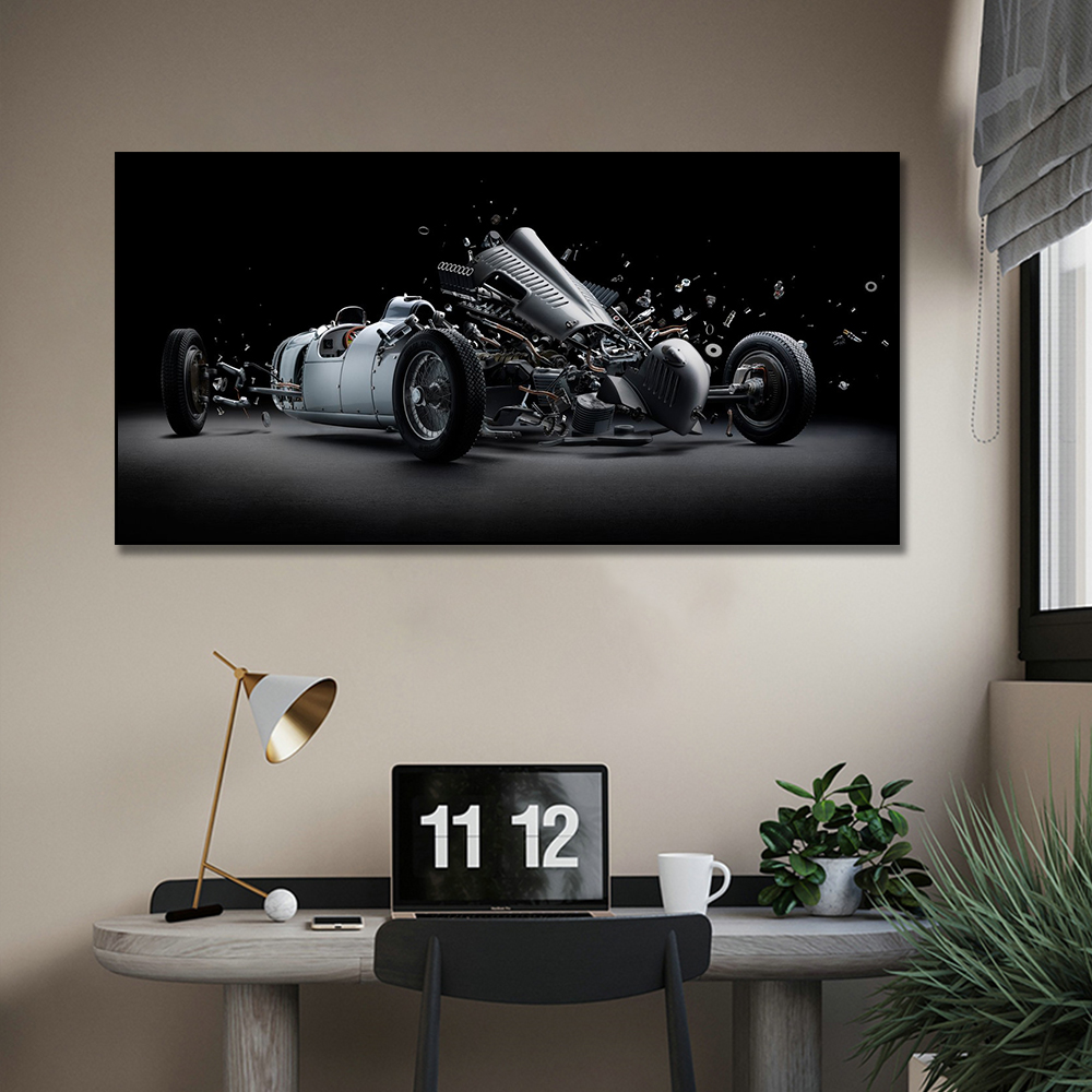 Exploding Sports Car Poster 24 Hours Of Le Mans Painting Canvas Print Nordic Home Decor Wall Art Picture For Living Room