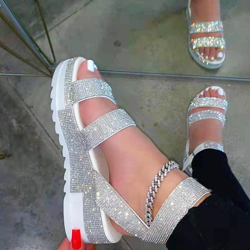 Designer-2021 Sandals Women Summer Platform Rainbow Rhinestone Sneaker Sandals for Women Ladies Shoes Woman Flats Big Size 431, White
Designer-2021 Sandals Women Summer Platform Rainbow Rhinestone Sneaker Sandals for Women Ladies Shoes Woman Flats Big Size 431, White