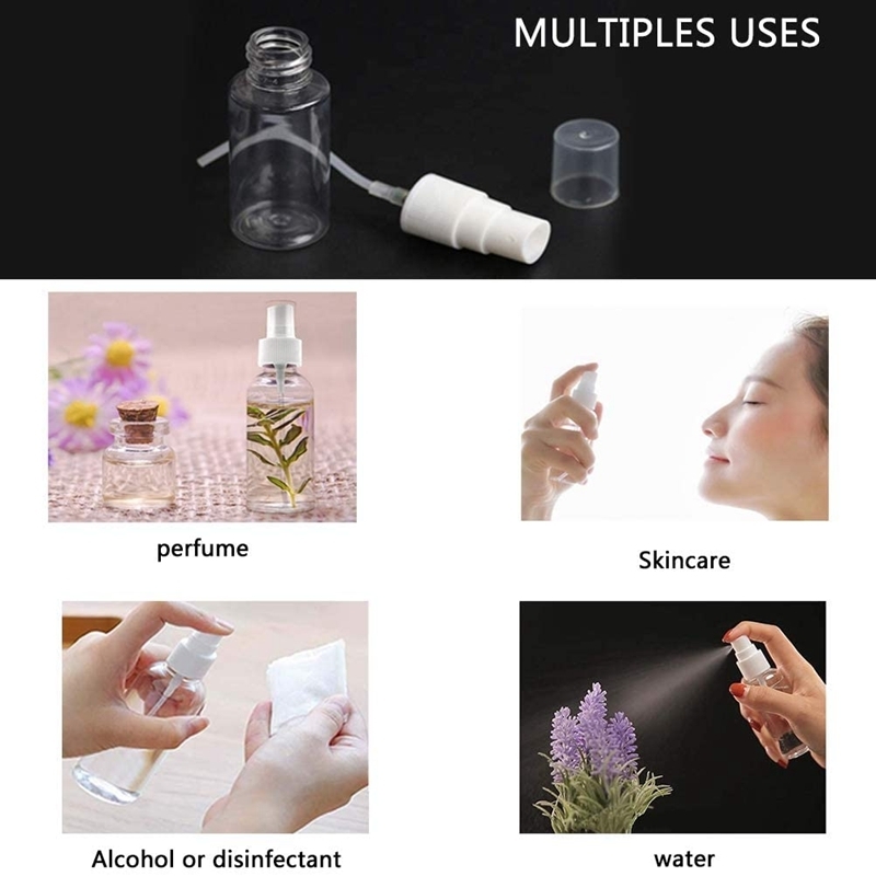 36Pcs 30Ml/1Oz Mini Fine Mist Spray Bottles Portable Refillable Small Empty Clear Plastic Travel Perfume Cosmetics Containers 220711