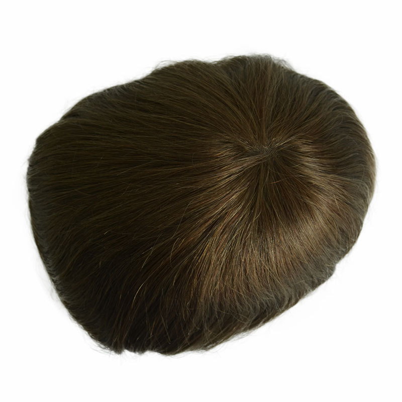 Q6 Toupee For Men Lace & PU Base Human Hair Replacement System Unit Toupee 6"