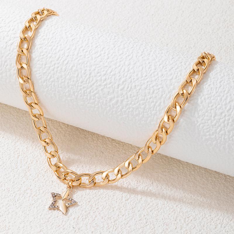 Chains Punk Five-Pointed Star Rhinestone Necklace For Women Boho Gold Color Alloy Metal Chain Necklaces Jewelry Collar 21048
Chains Punk Five-Pointed Star Rhinestone Necklace For Women Boho Gold Color Alloy Metal Chain Necklaces Jewelry Collar 21048