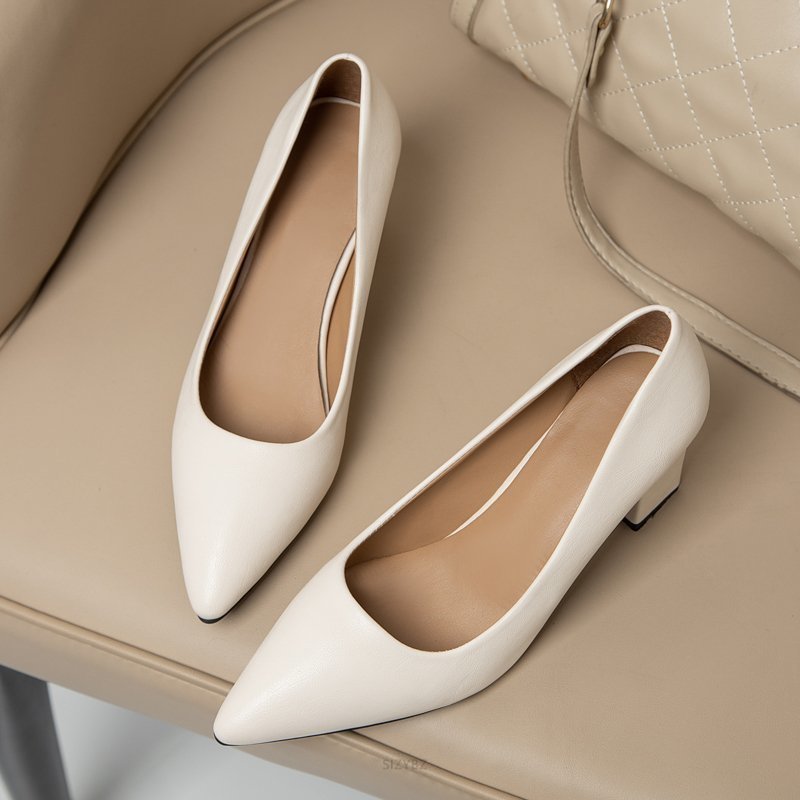 High Heels Pointed Pumps Women Shoes Closed Shallow Office Square Heel Ladie Dress Party Slip-On Comfort Wedding 220328