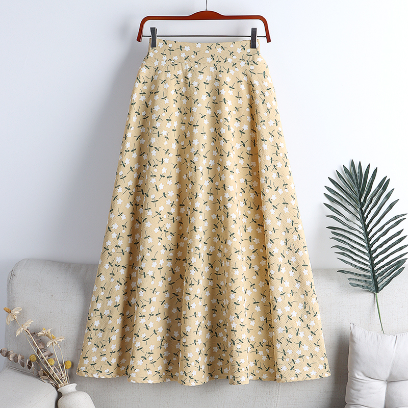 REALEFT Stylish Floral Printed Tulle Milong Women Skirts High Waist Loose Female Umbrella Skirts Ladies Spring Summer 220701