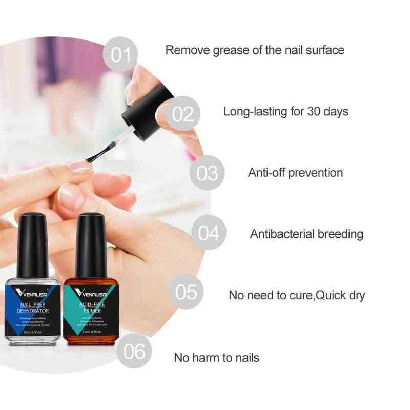 NXY Nail Gel Bonder Prep Dehydrator and Acid Free Primer Acrylic Uv Base Coat Air Dry Art 2 Pcs Set 0328