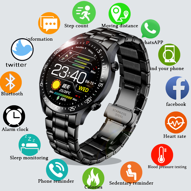 Steel Band Smart Watch Men Smart Bluetooth Call Watch For Android IOS 2022 New Sports Fitness Tracker Fashion Smartwatch Man+Box
Steel Band Smart Watch Men Smart Bluetooth Call Watch For Android IOS 2022 New Sports Fitness Tracker Fashion Smartwatch Man+Box