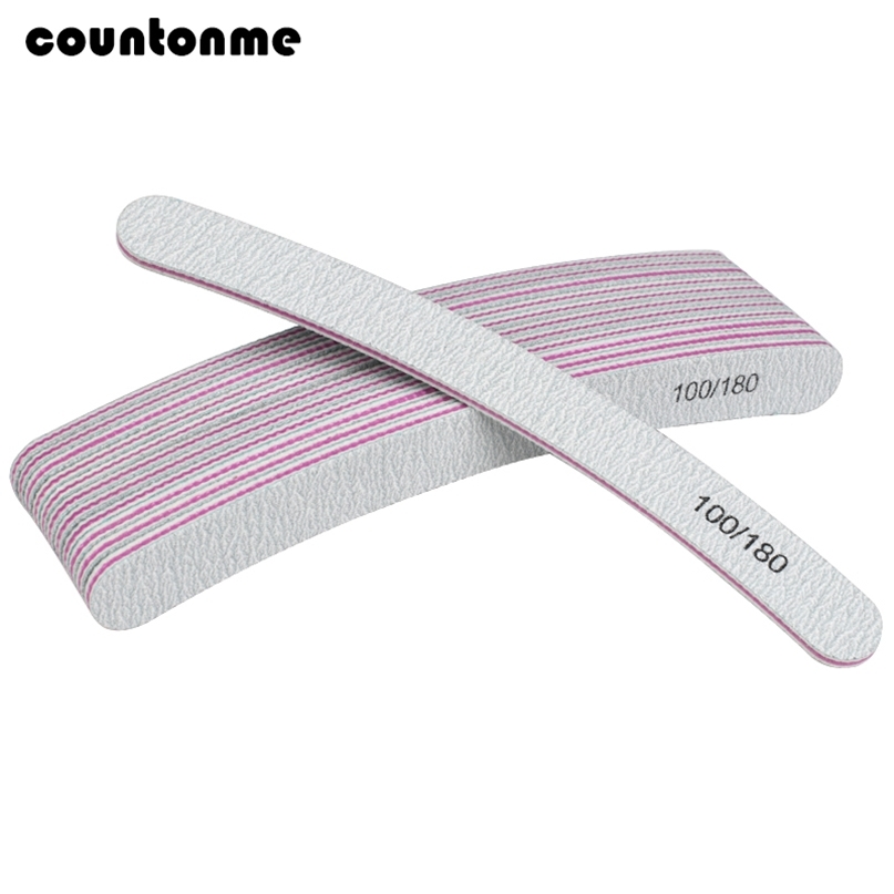 10pcs Curved File For Manicure Grey Sandpaper 100180 Sanding Polisher er Block Washable Nail Tool lime a ongle 220704