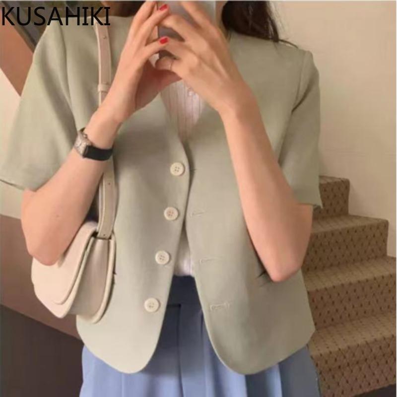 Women's Suits & Blazers Korean Short Sleeve V-neck Blazer Coat Causal Solid Summer 2022 Suit Jacket Fashion Single Breasted Women BlazersWom, Apricot
Women's Suits & Blazers Korean Short Sleeve V-neck Blazer Coat Causal Solid Summer 2022 Suit Jacket Fashion Single Breasted Women BlazersWom, Apricot