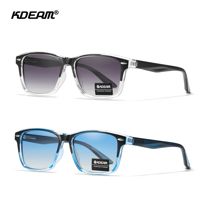 KDEAM All Matching Square Polarized Sunglasses For Men Women TR90 Material Frame Spring Hinges KD398 220521