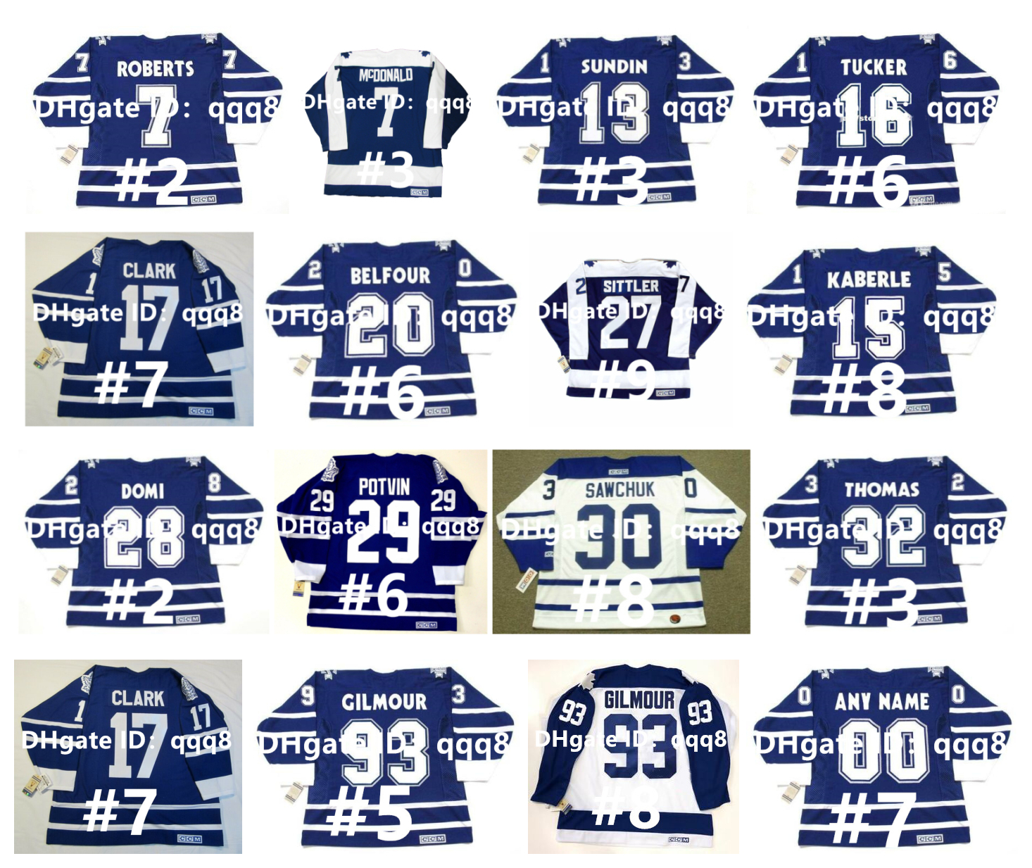 Vintage CCM Leafs Hockey Jerseys Alexander Mogilny DARRYL SITTLER TERRY ED BELFOUR MATS SUNDIN DOUG GILMOUR TIE DOMI CURTIS JOSEPH MCDONALD WENDEL CLARK Size S-4XL, As pic
Vintage CCM Leafs Hockey Jerseys Alexander Mogilny DARRYL SITTLER TERRY ED BELFOUR MATS SUNDIN DOUG GILMOUR TIE DOMI CURTIS JOSEPH MCDONALD WENDEL CLARK Size S-4XL, As pic