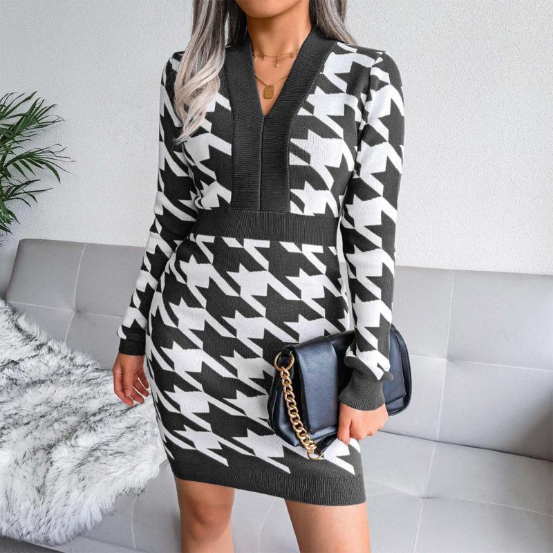Casual Dresses Ladies Dress Loose Geometric Pattern Sweater Knit Sexy Party Thick Vestido, Wine 2
Casual Dresses Ladies Dress Loose Geometric Pattern Sweater Knit Sexy Party Thick Vestido, Wine 2