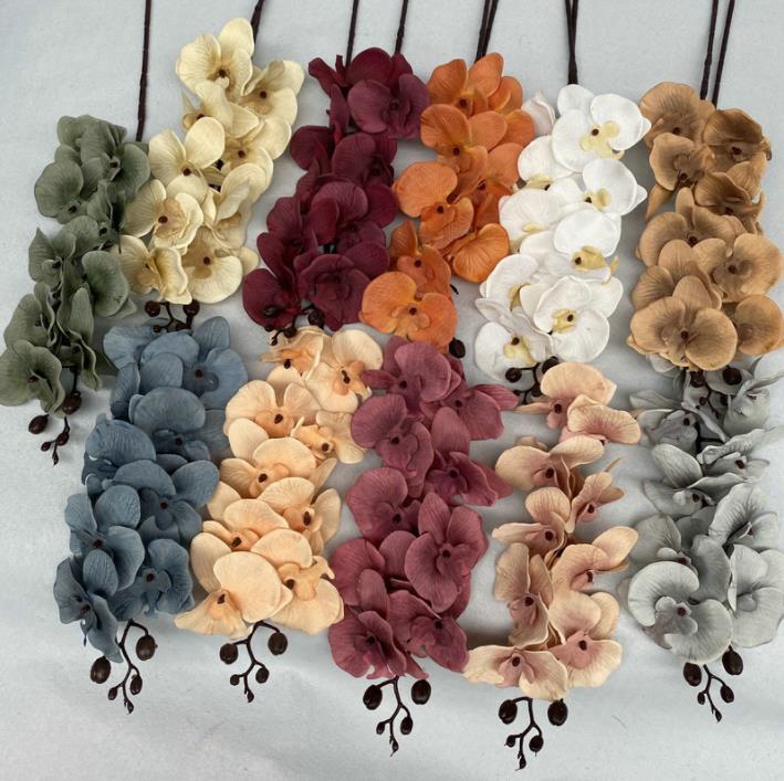 105cm Black gothic Butterfly Orchid Flowers Artificial Flower High Quality Phalaenopsis Fake Plants for Garden Potted Home Decoration