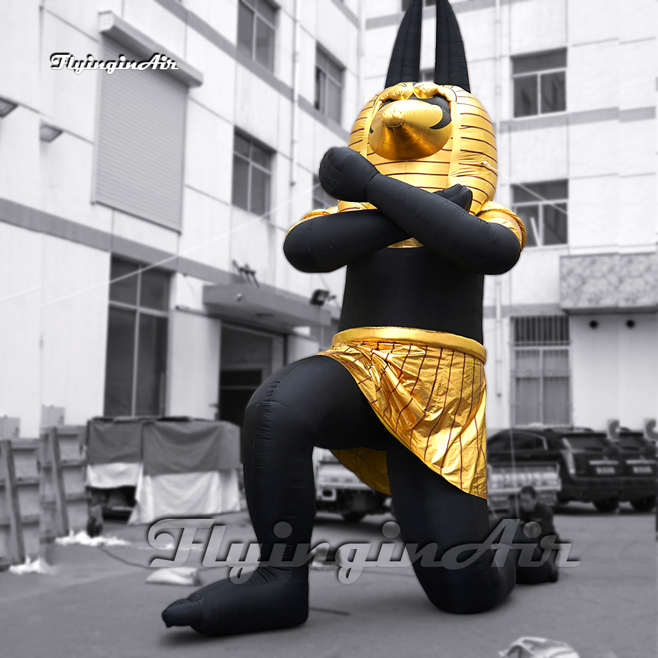 Customized Inflatable Anubis Model Ancient Egypt Mythology Death Air Blow Up Pyramid Patronus Statue Balloon For Carnival Stage Decoration