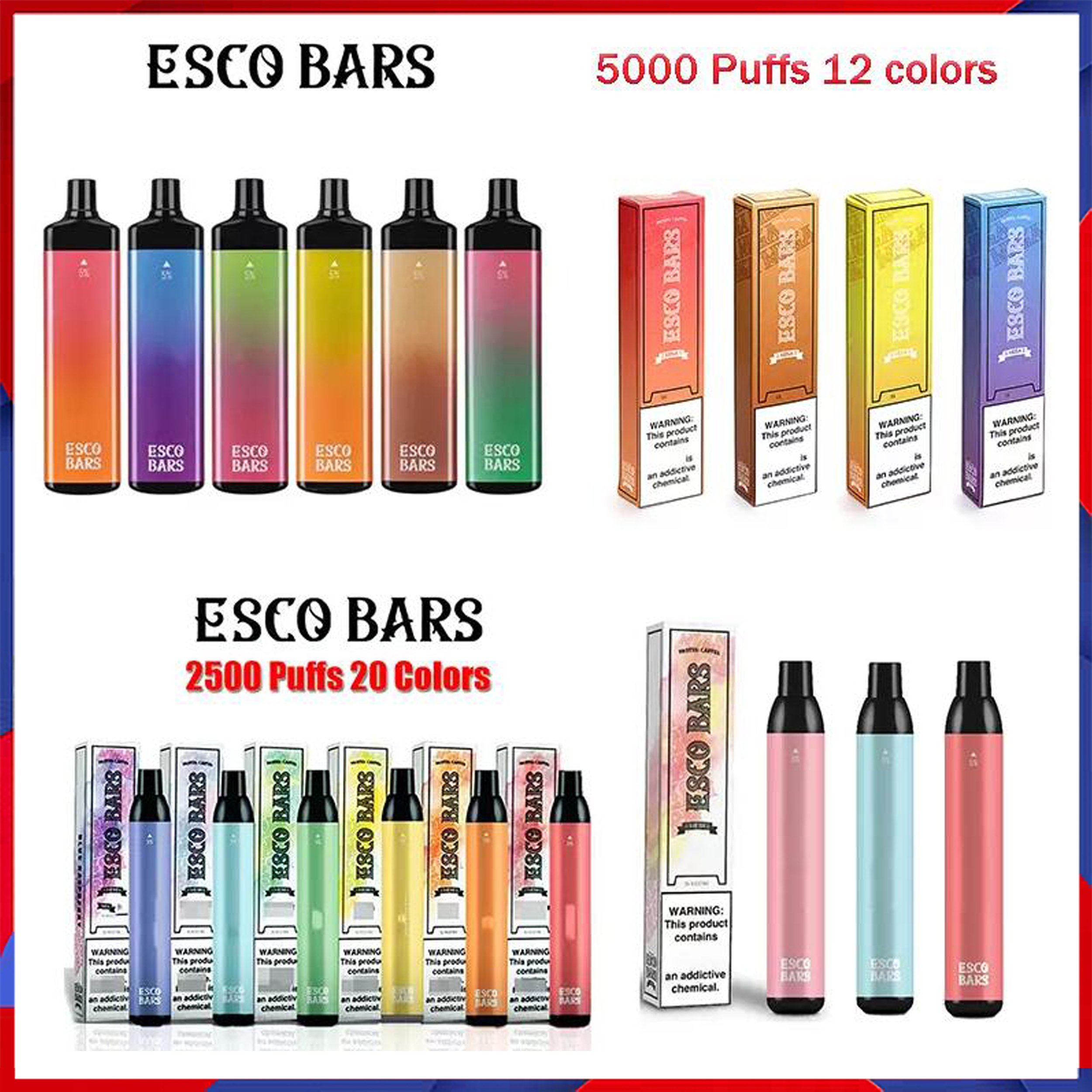 Esco Bars Mega Disposable E cigarettes 5000 2500 Puffs Vape Pen 600mAh Rechargeable Battery 14ml Pre-filled Vapor Mesh Coil Cartridge Device Esco bar
Esco Bars Mega Disposable E cigarettes 5000 2500 Puffs Vape Pen 600mAh Rechargeable Battery 14ml Pre-filled Vapor Mesh Coil Cartridge Device Esco bar
