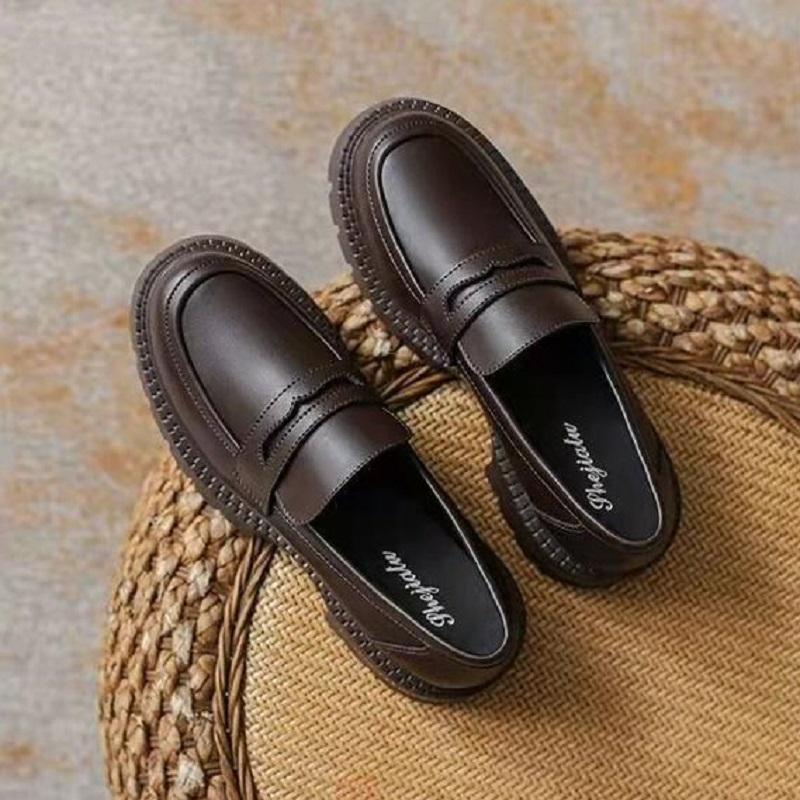 Women Martin Split Leather Latest British Style Classic Platform Shoes Thick-soled Slip-On Women Loafers, Black
Women Martin Split Leather Latest British Style Classic Platform Shoes Thick-soled Slip-On Women Loafers, Black