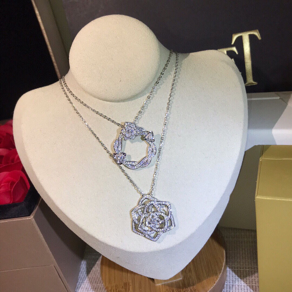 Chouchong Brand Wedding Jewelry Set Luxury 925 Sterling Silver Rose Flower Pendant Pave White Sapphire CZ Diamond Gemstones Party Women Stud Earring N