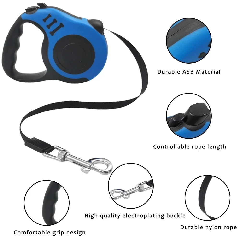 3M/5M Retractable Dog Leashes Automatic Nylon Puppy Cat Traction Rope Belt Pets Walking Leash For Small Medium Dogs Supplies Correas Retractiles Para 
