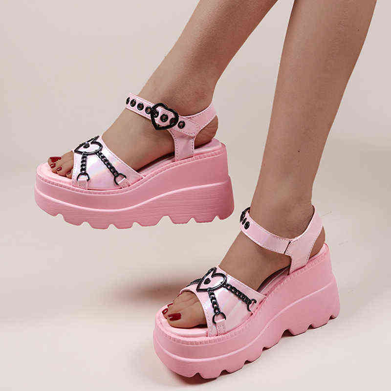 Rimocy Summer Cute Pink Wedge Sandals Women Gothic Buckle Chunky Platform Sandals Women Punk Thick Bottom Lolita Shoes Plus Size Y220421, Black
Rimocy Summer Cute Pink Wedge Sandals Women Gothic Buckle Chunky Platform Sandals Women Punk Thick Bottom Lolita Shoes Plus Size Y220421, Black