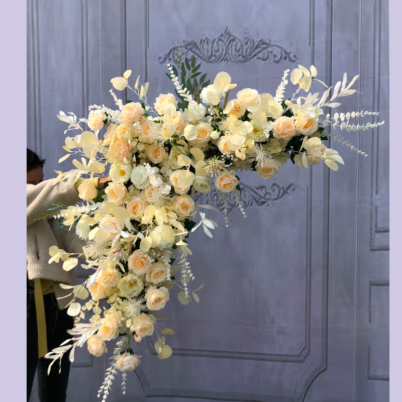 Artificial Flower Wreaths Arrangement Table Centerpieces Ball Triangle Row right angle Decor Wedding Arch Backdrop Party Stage