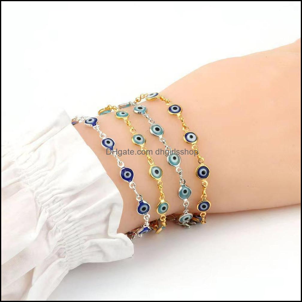 Charm Bracelets Jewelry Dainty Evil Eye Chain Bracelet Lovely Blue Eyes Beads Link Bangle Good Luck Protection Enamel Dh1Re
Charm Bracelets Jewelry Dainty Evil Eye Chain Bracelet Lovely Blue Eyes Beads Link Bangle Good Luck Protection Enamel Dh1Re