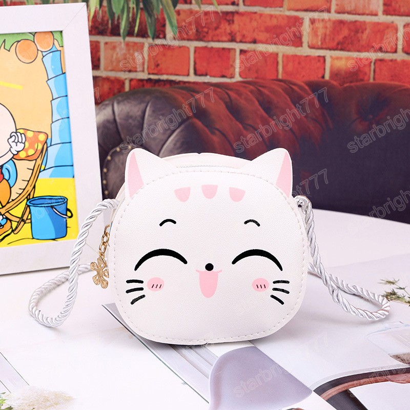 Cute Children Girls' Crossbody Bag Cartoon Cat Princess Small Shoulder Bags PU Leather Boys Kids Coin Purse Handbags Wallet