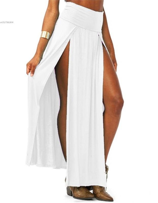 Arrival High Waisted Sexy Womens Double Slits Summer Solid Long Maxi Skirt Wholesale 51 220322