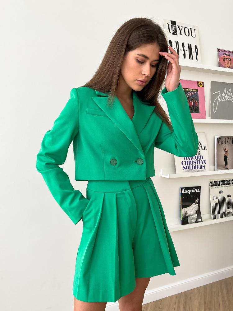 Women' Tracksuits Long Sleeve Blazer Two Piece Women 2022 Summer Green Short Suit High Waist Pleated Fashion Office Lady Shorts Set YQ263Wo, Green shorts
Women' Tracksuits Long Sleeve Blazer Two Piece Women 2022 Summer Green Short Suit High Waist Pleated Fashion Office Lady Shorts Set YQ263Wo, Green shorts