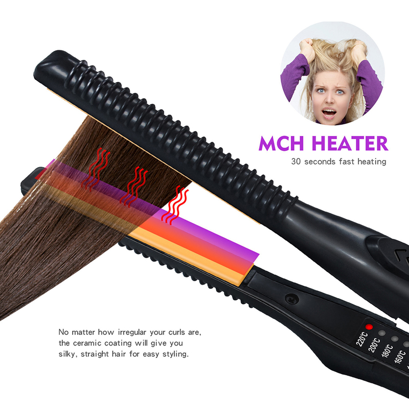 2 In 1 Hair Straightener and Curler Mini Flat Iron Straightening Styling Tools Ceramic Crimper Corrugation Curling 220623