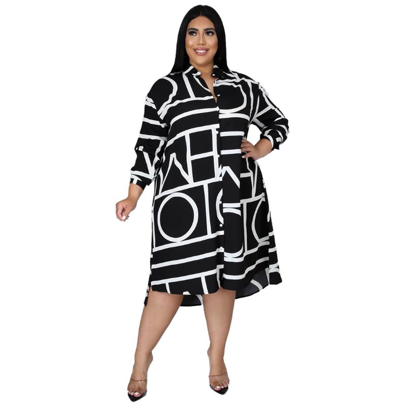 Plus Size Dresses -4XL Women Shirt Dress Casual Printed Long Sleeve Turn Down Collar Loose Black Knee Length White Lady VestidosPlus
Plus Size Dresses -4XL Women Shirt Dress Casual Printed Long Sleeve Turn Down Collar Loose Black Knee Length White Lady VestidosPlus