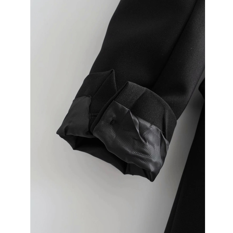 Women Fashion Double-breasted Blazers Coat Vintage Long Sleeves Female Black Slim Tassel Drill Decoration Chic Outerwear 220402