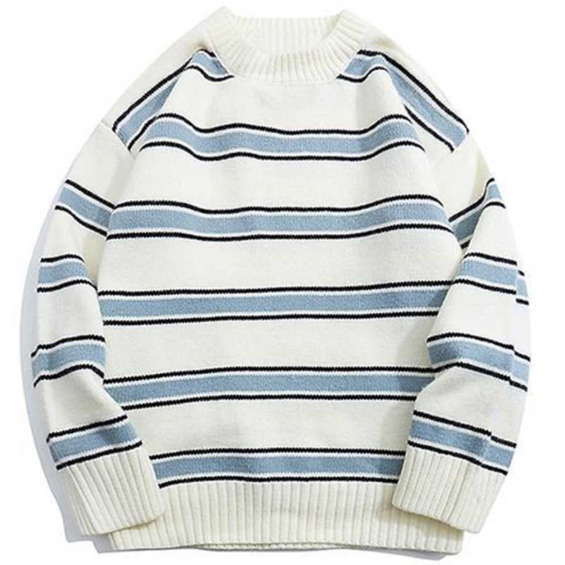Men's Sweaters Striped Harajuku Oversized Sweater Autumn Japanese Style Round Neck Spliced Color Loose Couples Hip Hop Knitted Sweater 220826
Men's Sweaters Striped Harajuku Oversized Sweater Autumn Japanese Style Round Neck Spliced Color Loose Couples Hip Hop Knitted Sweater 220826