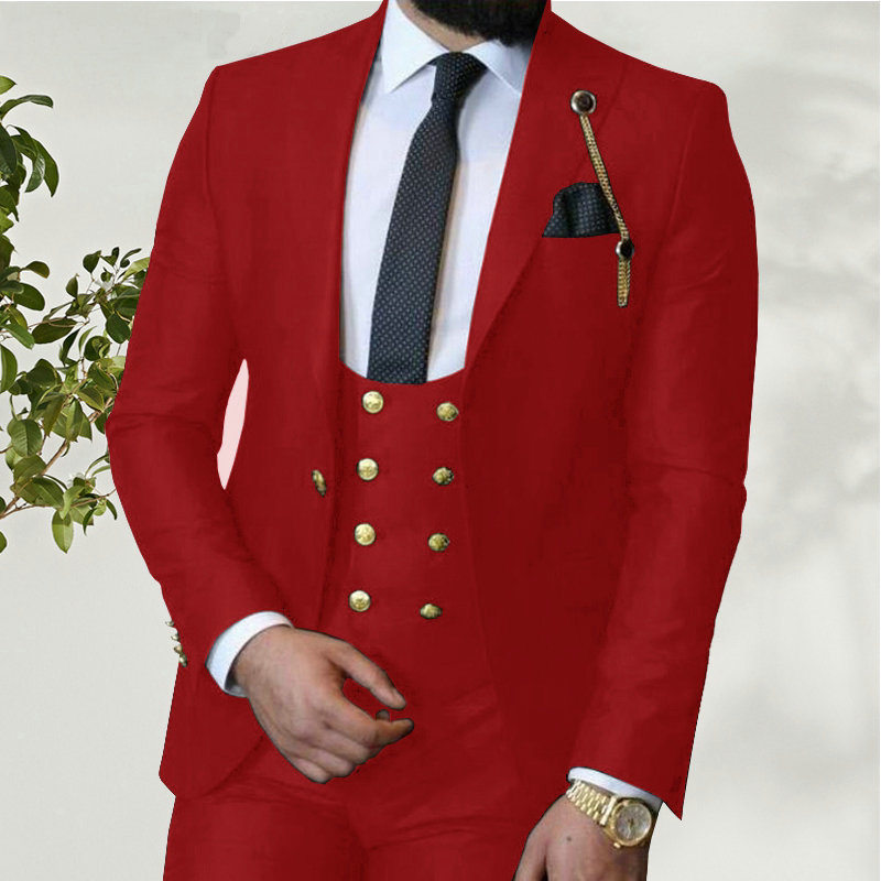 Costume Homme Italian Business Slim Fit 3 Pieces Royal Blue Men's Suits Groom Prom Tuxedos Groomsmen Blazer for Wedding 220817