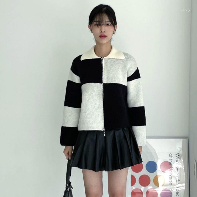 Women's Sweaters 2022 Autumn Winter Korean Fashion Sweater Color Contrast Lattice Zipper Lapel Long Sleeve Thicken Knitting Cardigan Women, Black
Women's Sweaters 2022 Autumn Winter Korean Fashion Sweater Color Contrast Lattice Zipper Lapel Long Sleeve Thicken Knitting Cardigan Women, Black