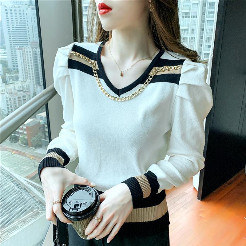 Women's Blouses & Shirts Women 2022 Spring Autumn Fashion Contrast Color Bottoming Female V-neck Knit Top Ladies Long Sleeve Tops B42Women's, White
Women's Blouses & Shirts Women 2022 Spring Autumn Fashion Contrast Color Bottoming Female V-neck Knit Top Ladies Long Sleeve Tops B42Women's, White