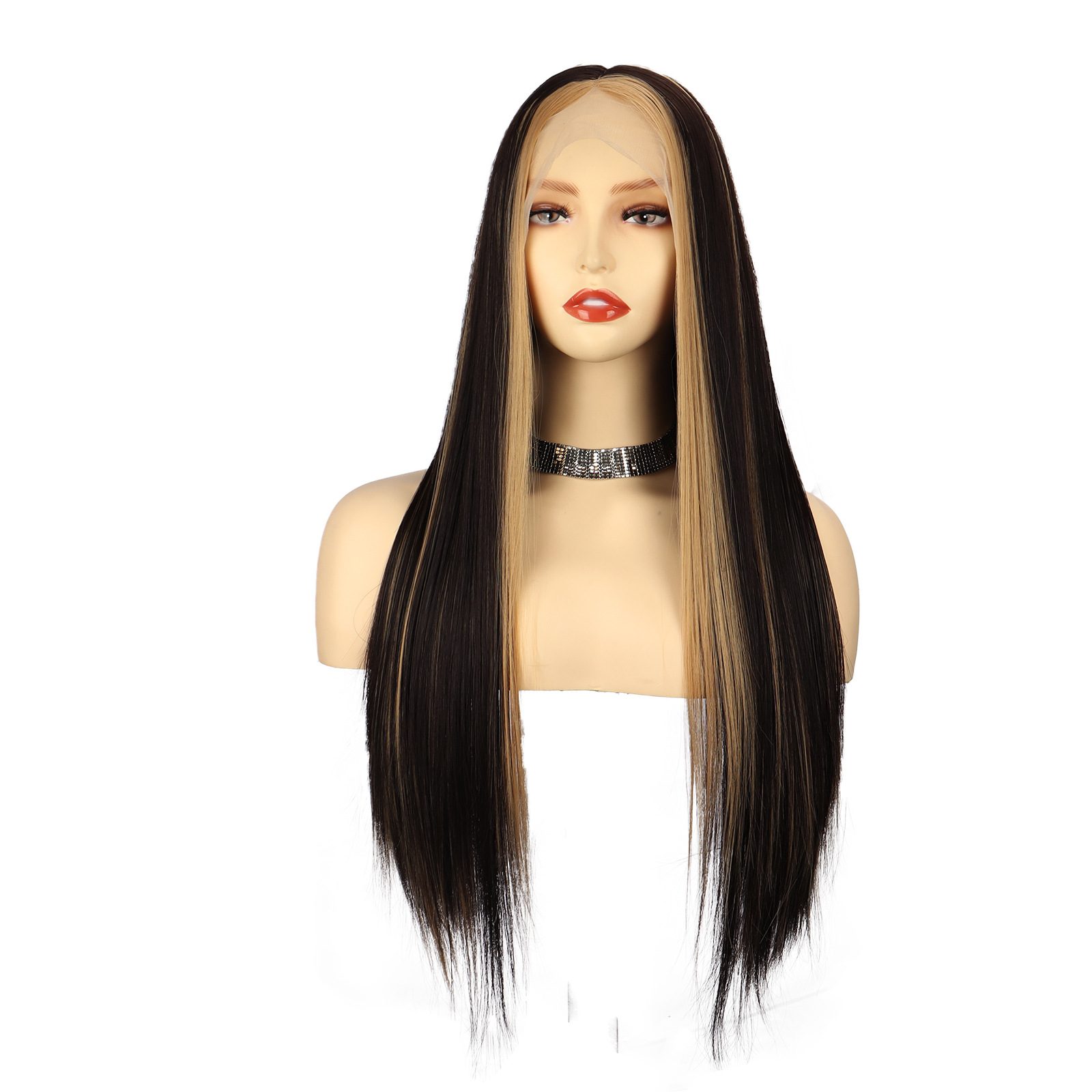 Long Straight High Temperature Fiber Lace Front Wine Red wig for woman