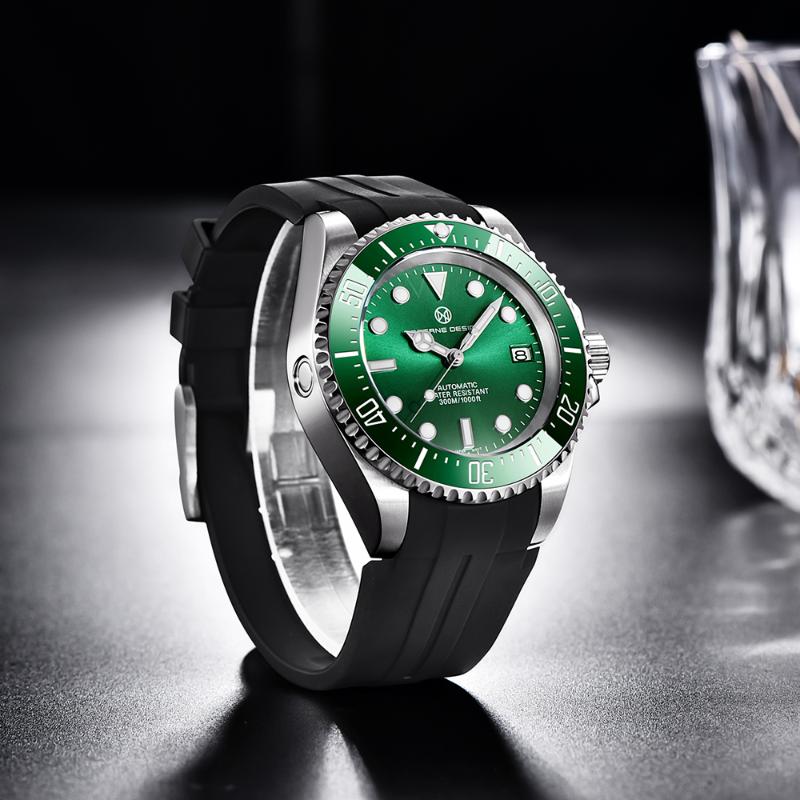 Wristwatches PAGRNE DESIGN Men's Automatic Waterproof Watch Luxury Sapphire Glass 300M Stainless Steel Mechanical Watches, Glue black
Wristwatches PAGRNE DESIGN Men's Automatic Waterproof Watch Luxury Sapphire Glass 300M Stainless Steel Mechanical Watches, Glue black