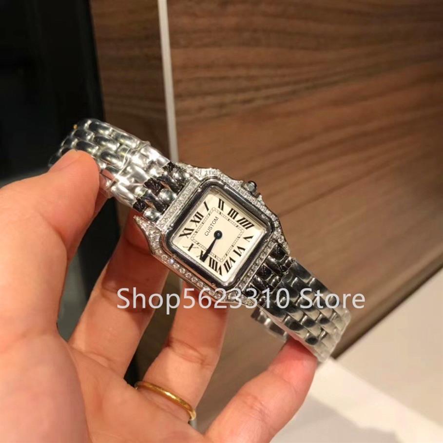 Classic Stainless steel square Dial watch panthere Ladies cz Quartz Wristwatch panther Clock Women Roman number Dial Watches 27mm247J, Multi-color
Classic Stainless steel square Dial watch panthere Ladies cz Quartz Wristwatch panther Clock Women Roman number Dial Watches 27mm247J, Multi-color