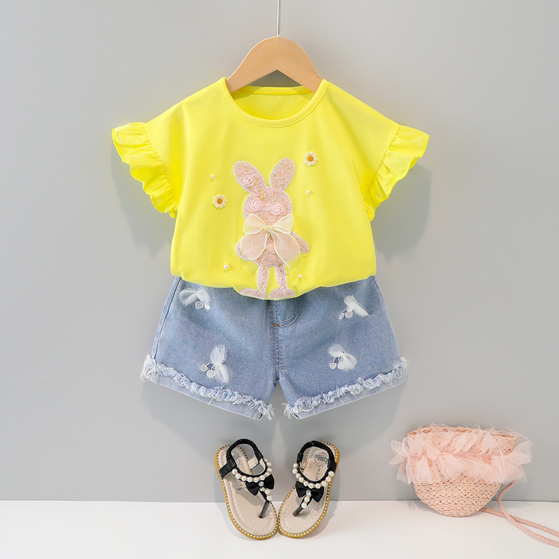 LZH Children Clothing Sets Kids Baby Girls Clothes T-shirt+Jeans 2Pcs Outfit Suit Summer For 1-4Year 220419