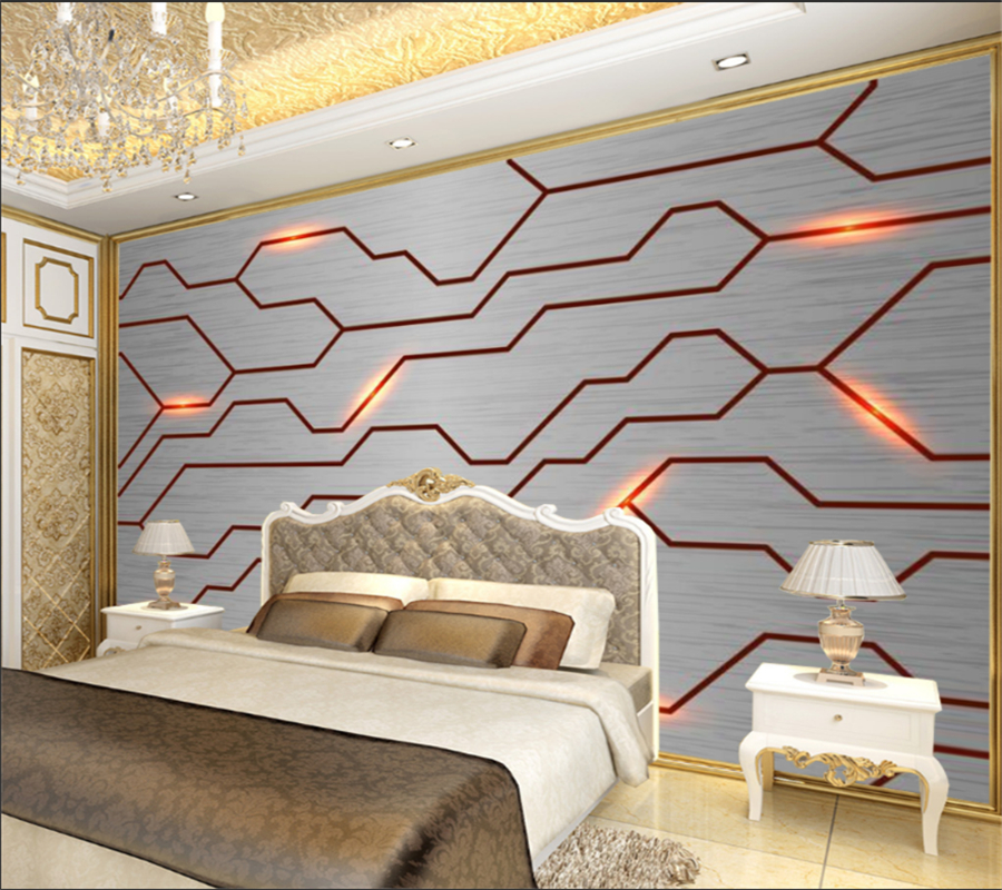 Custom size wallpaper mural geometric lines background wall decoration painting