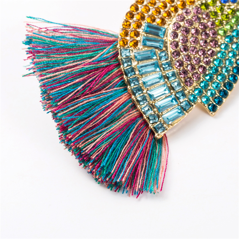 Parrot Tassel Earrings Studs Casual Party Simple Acrylic Dangle Fashion Metal Rhinestone Birds Drop Earring Women's Charm Statement Brincos Jewel