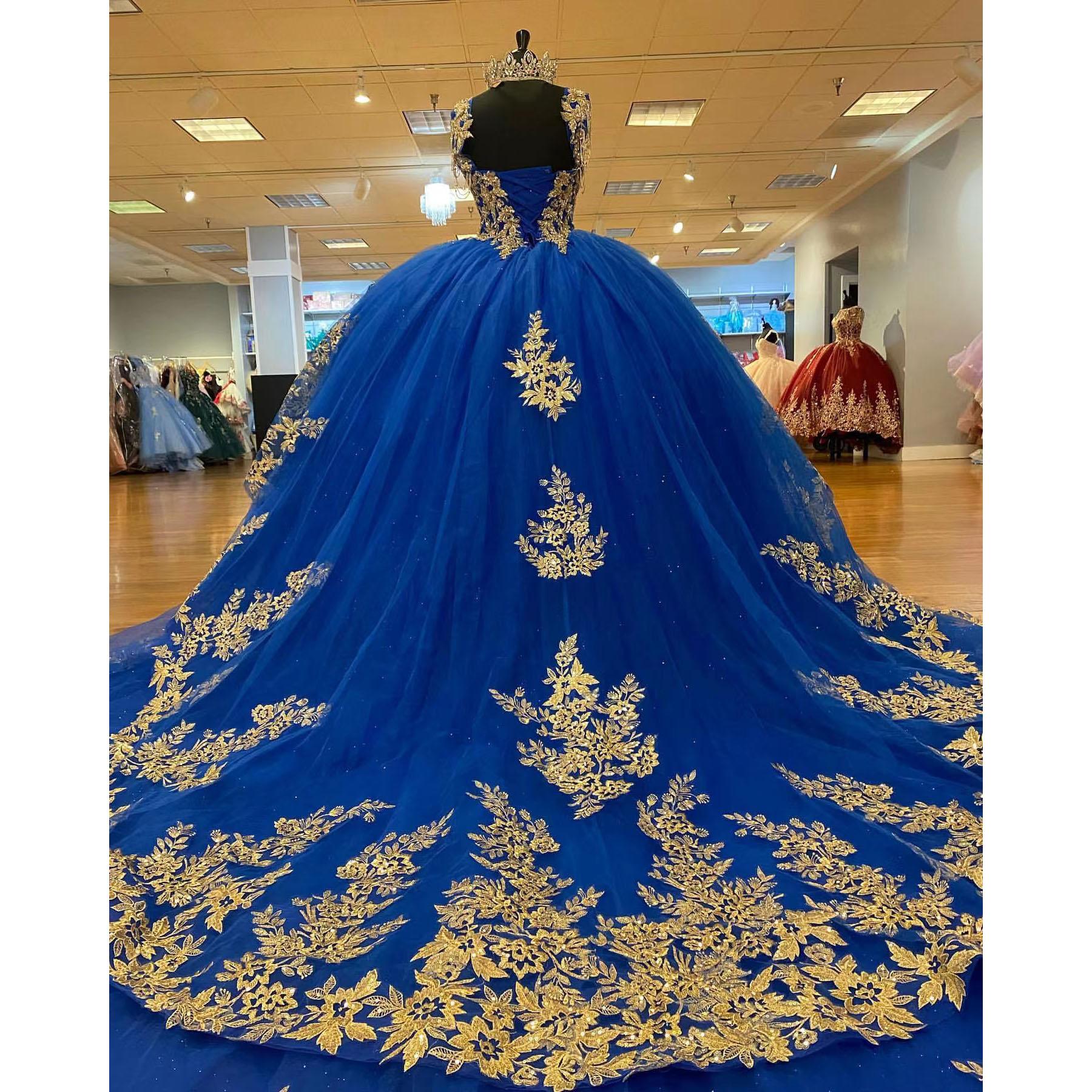 Royal Blue Quinceanera Dresses sweety 16 Girl Appliques Beading Princess Birthday lace-up corset Prom Dress vestido de 15 anos quinceanera
