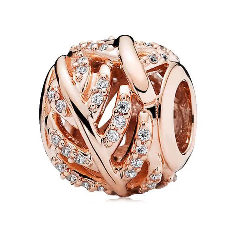 New Popular 925 Sterling Silver European Rose Gold Dream Catcher Flower Tree Balloon Clip Bead Pendant for Original Charm Bracelet DIY Jewelry