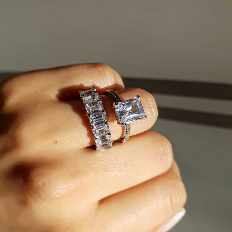 Cluster Rings Real 925 Sterling Silver Emerald Cut Diamond Wedding Engagement Cocktail Women Band Set Luxury Fine Jewelry WholesaleCluster
Cluster Rings Real 925 Sterling Silver Emerald Cut Diamond Wedding Engagement Cocktail Women Band Set Luxury Fine Jewelry WholesaleCluster