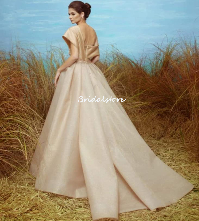 Elegant Gold Evening Dress Jumpsuit Style With Detachable Train Sexy One Shoulder Satin Prom Dresses 2022 Reception Guest Party Gowns Robe De Soirée D