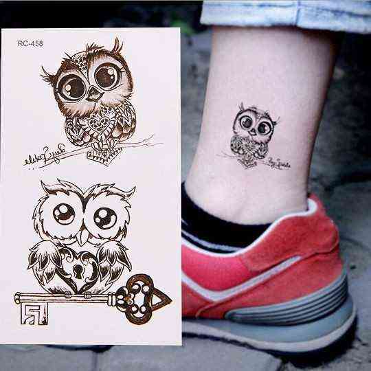 NXY Temporary Tattoo 1pc Disposable Owl Cute Waterproof Stickers Body Foot Hand Art Makeup Water Resistant 0330