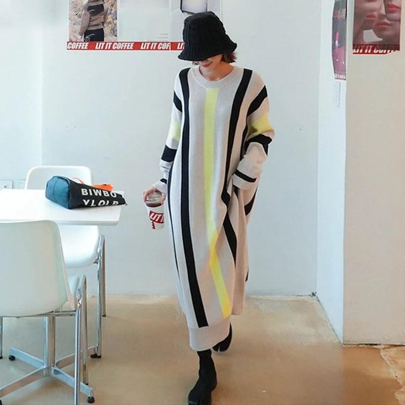 Women's Sweaters Autumn And Winter Large Size Long Sweater Dress Women Loose Striped Knitted Korea Style Casual Knit Dresses 2022Women's, Black
Women's Sweaters Autumn And Winter Large Size Long Sweater Dress Women Loose Striped Knitted Korea Style Casual Knit Dresses 2022Women's, Black
