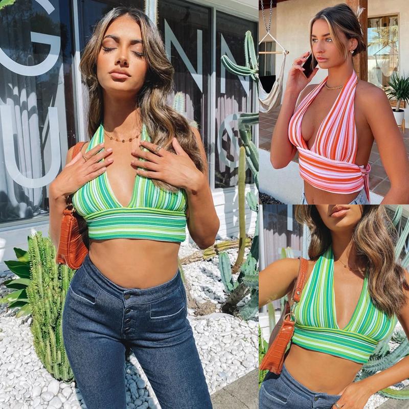 Women' Tanks & Camis Striped Green Sexy Deep V Neck Women Vest Sleeveless Bandage Backless Female Tank Top Halter Summer Casual Tops Fashio
Women' Tanks & Camis Striped Green Sexy Deep V Neck Women Vest Sleeveless Bandage Backless Female Tank Top Halter Summer Casual Tops Fashio