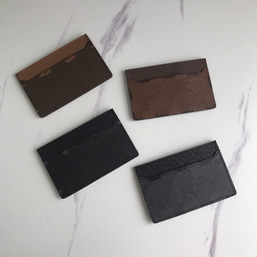 Wholesale Men and Women Fashion Wallets Classic Brown Flower Checkered Black Plaid Casual Credit Card ID Holder Leather Ultra Slim Wallet 02