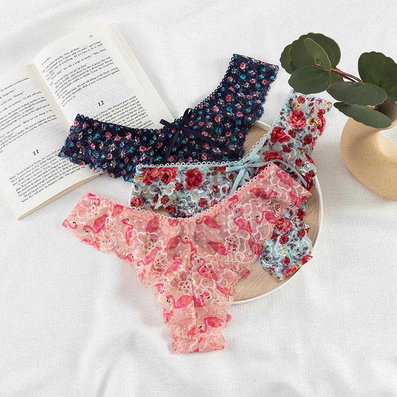 French Style Sexy Thong Fashion Panty Hollow Out Ribbon T-back Lace Panties Low Waist Seamless Comfort Female Lingerie, Blue flamingo
French Style Sexy Thong Fashion Panty Hollow Out Ribbon T-back Lace Panties Low Waist Seamless Comfort Female Lingerie, Blue flamingo