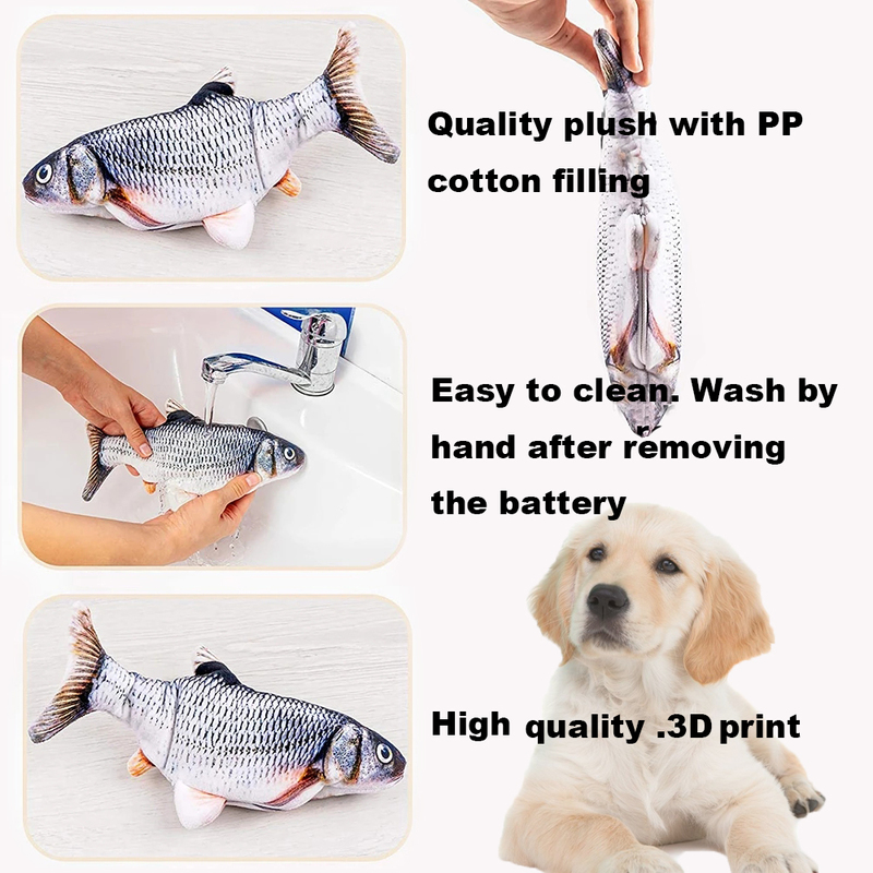Interactive Dogs Toy Funny Electric Wiggling Fish for Pet Toothbrush Chew Training Puppy Fit For All Pets Dog Molar 220510